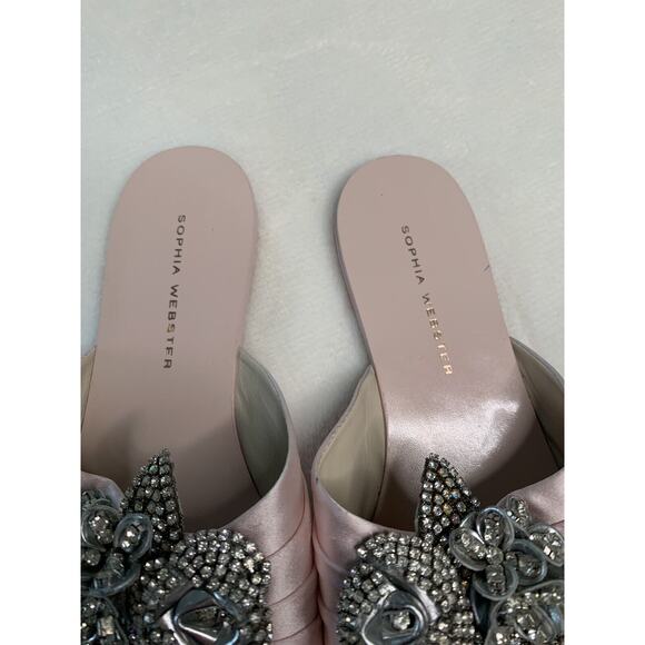 Sophia Webster Flats Lilico Crystal Pink Ruched Satin Slide Sandals 36.5 - Picture 3 of 11